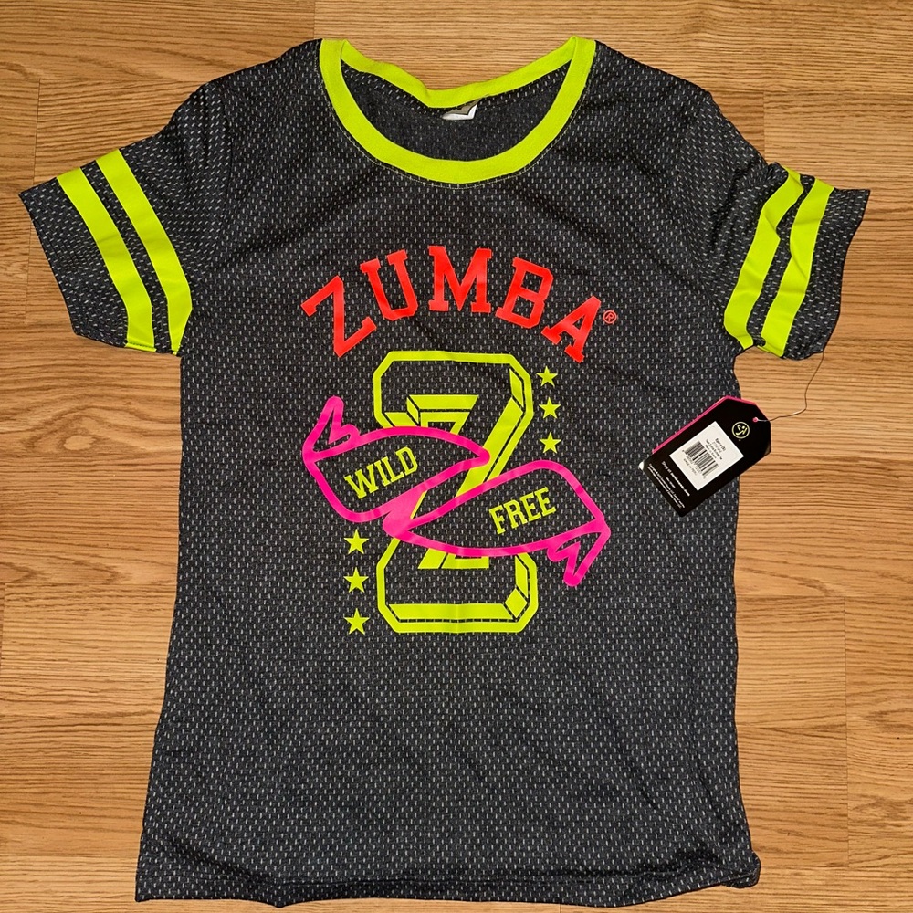 Zumba Graphic Tee with Neon Accents Small